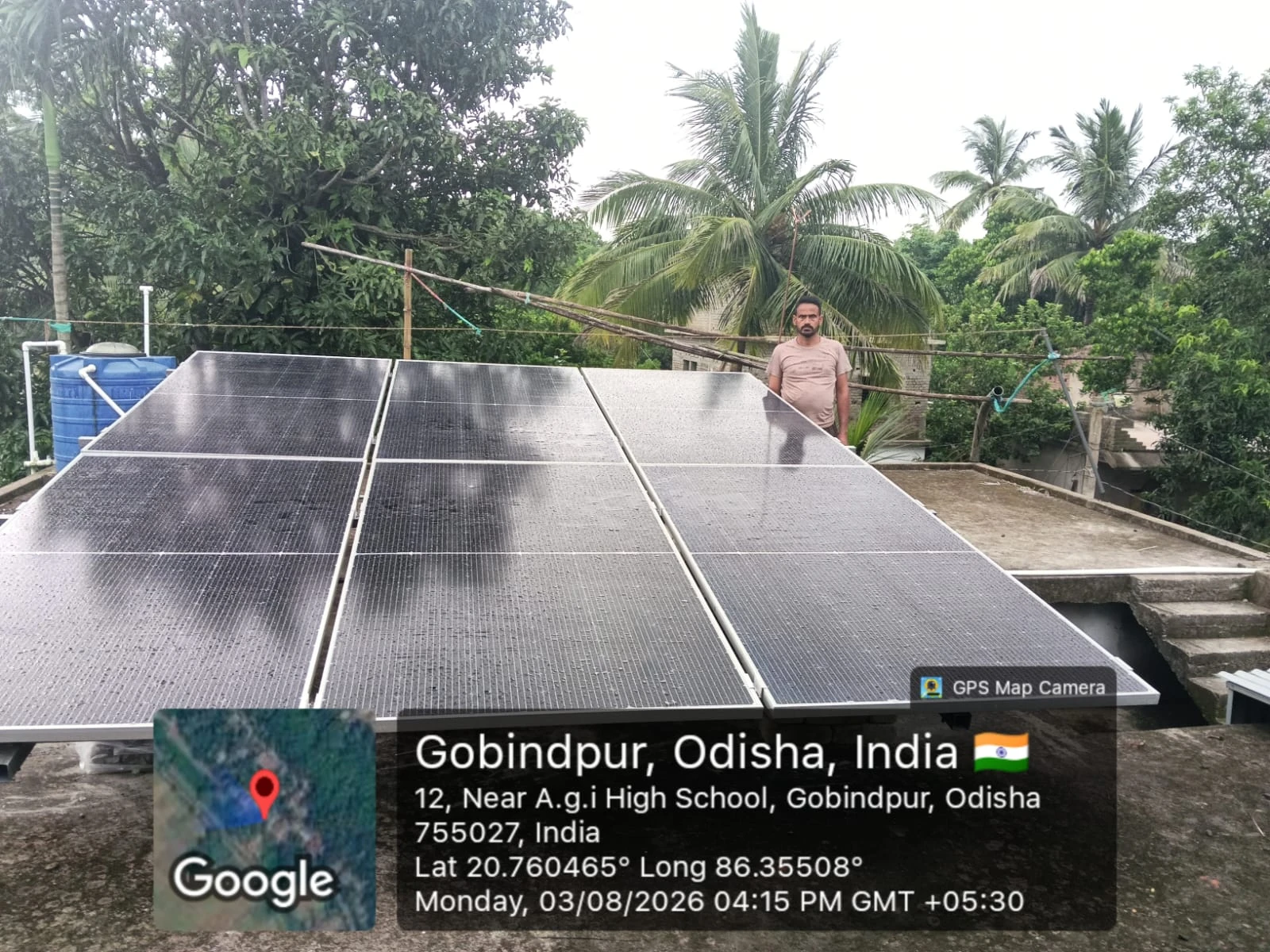 Rooftop generation with inverter and protection equipment at the 3 kW HELLOCON residential project in Gobindpur