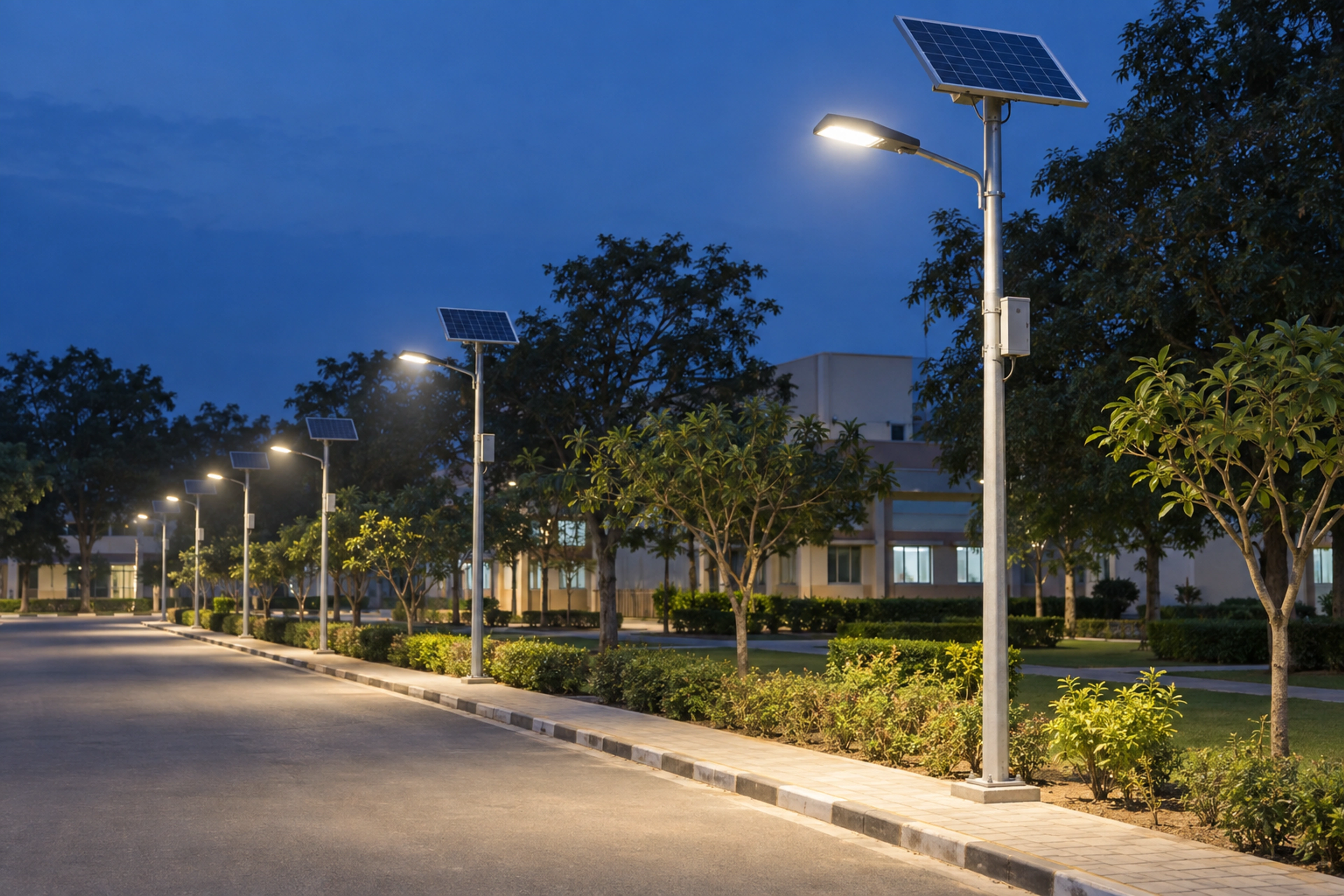 Infrastructure solar lighting, brochure illustration