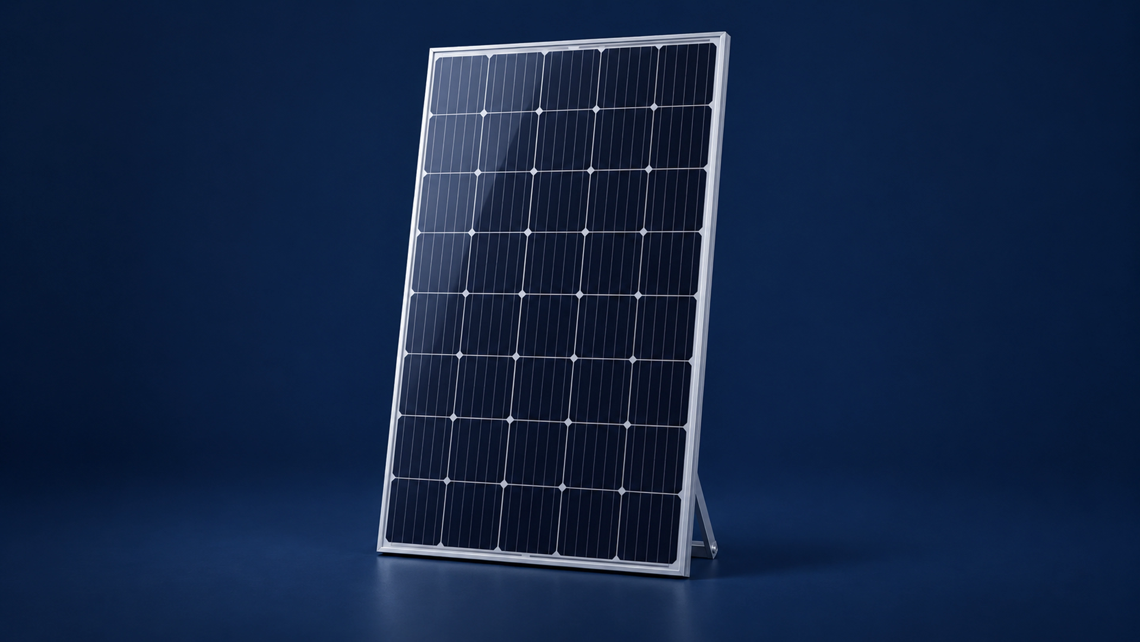 Complete solar photovoltaic module with its full frame visible, concept image